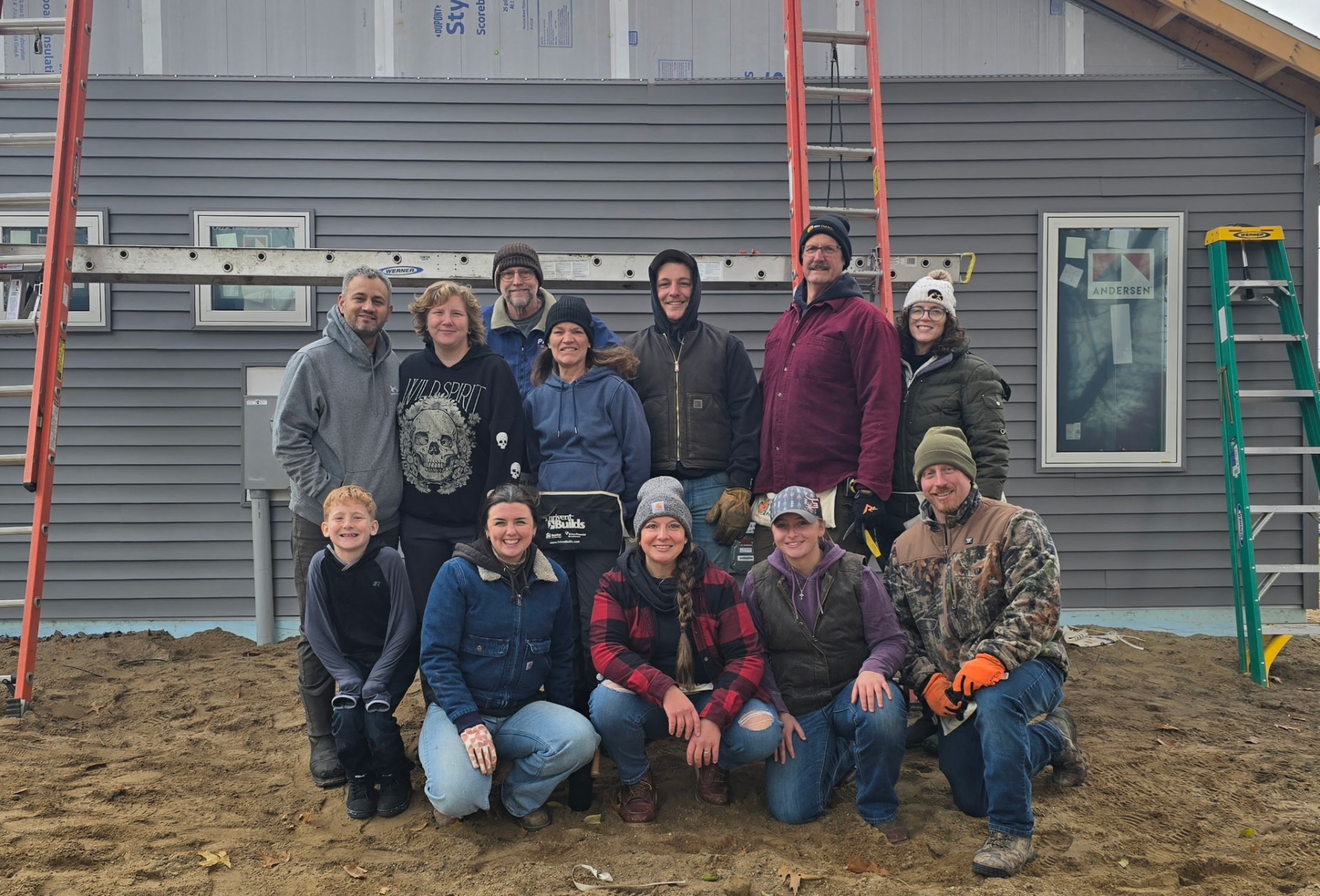Volunteer group at build site